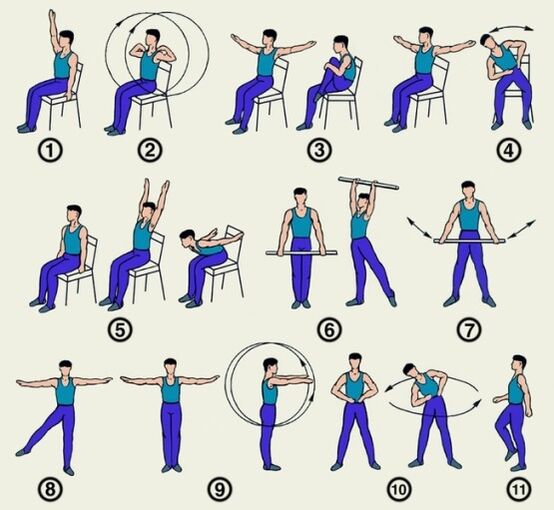 Sakumpulan latihan pikeun osteochondrosis